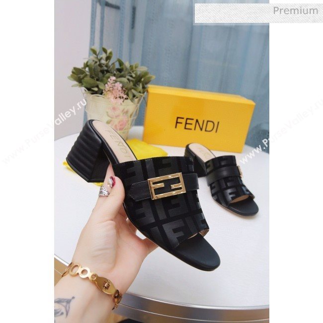 Fendi Promenade FF Heel Slide Sandals Black 2020 (MD-20030811)