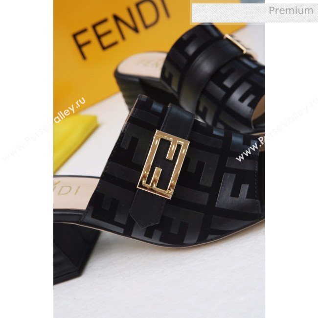 Fendi Promenade FF Heel Slide Sandals Black 2020 (MD-20030811)