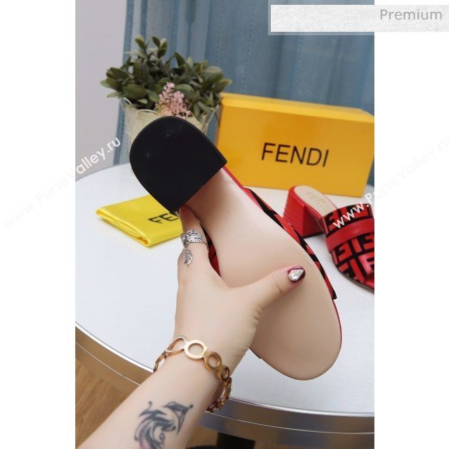 Fendi Promenade FF Heel Slide Sandals Red 2020 (MD-20030812)