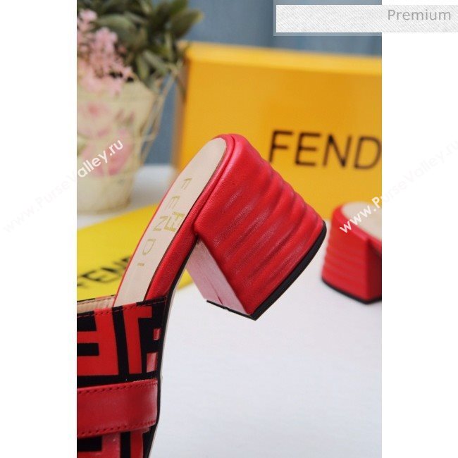 Fendi Promenade FF Heel Slide Sandals Red 2020 (MD-20030812)