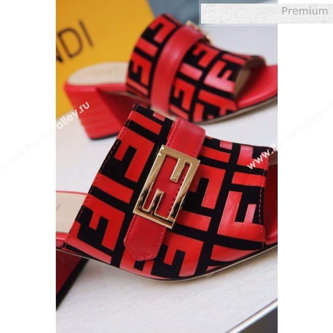 Fendi Promenade FF Heel Slide Sandals Red 2020 (MD-20030812)