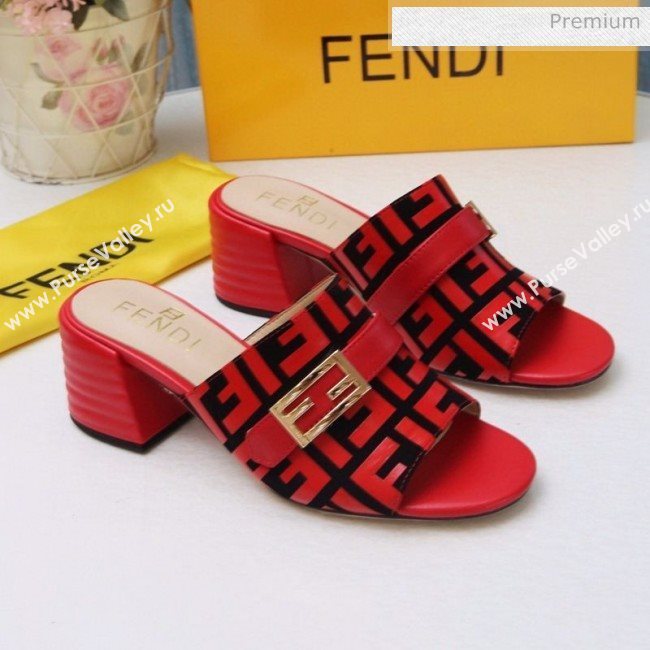 Fendi Promenade FF Heel Slide Sandals Red 2020 (MD-20030812)