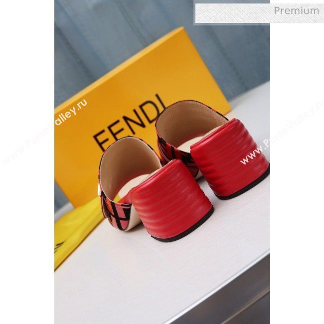 Fendi Promenade FF Heel Slide Sandals Red 2020 (MD-20030812)