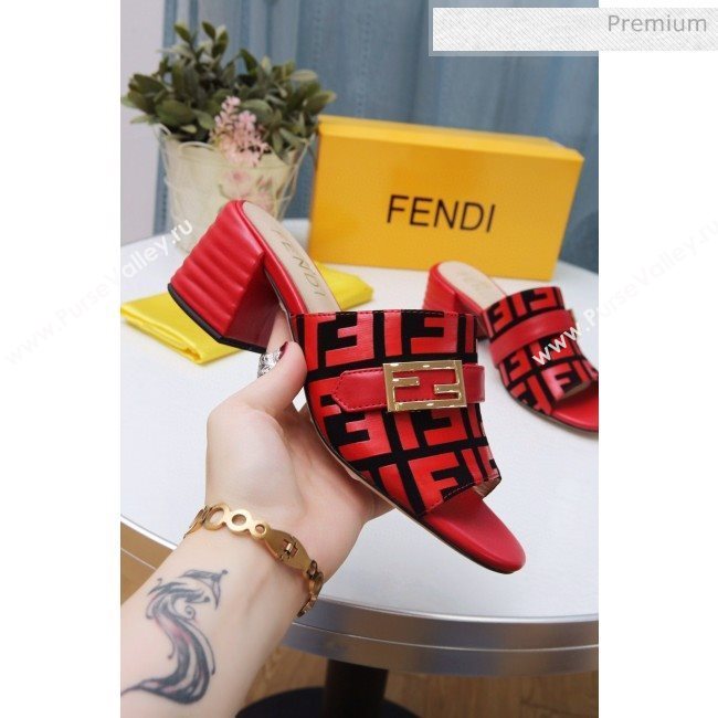 Fendi Promenade FF Heel Slide Sandals Red 2020 (MD-20030812)