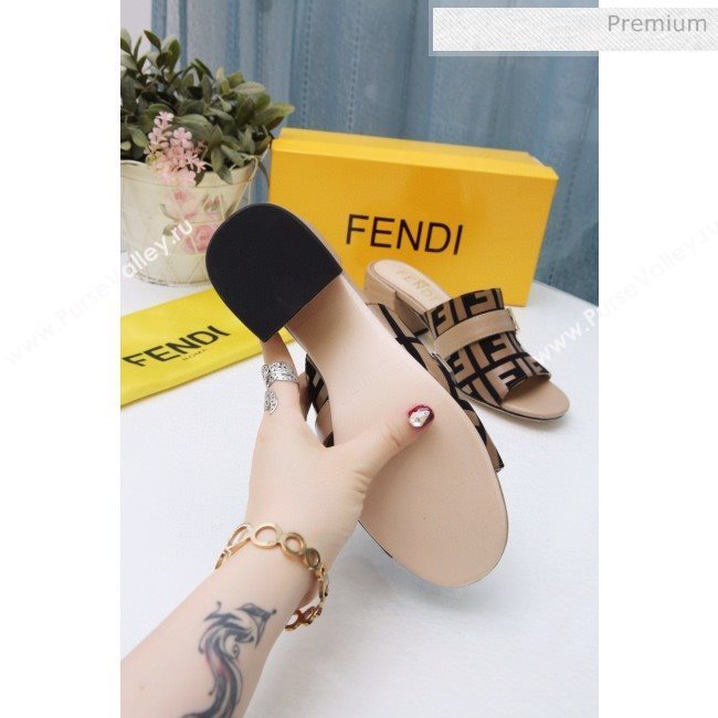 Fendi Promenade FF Heel Slide Sandals Khaki 2020 (MD-20030813)