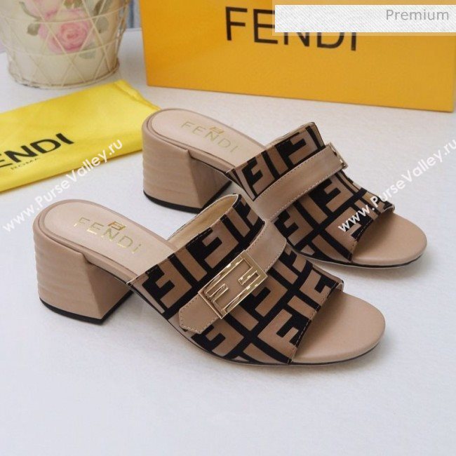 Fendi Promenade FF Heel Slide Sandals Khaki 2020 (MD-20030813)