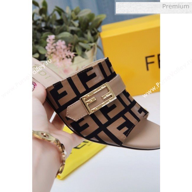 Fendi Promenade FF Heel Slide Sandals Khaki 2020 (MD-20030813)