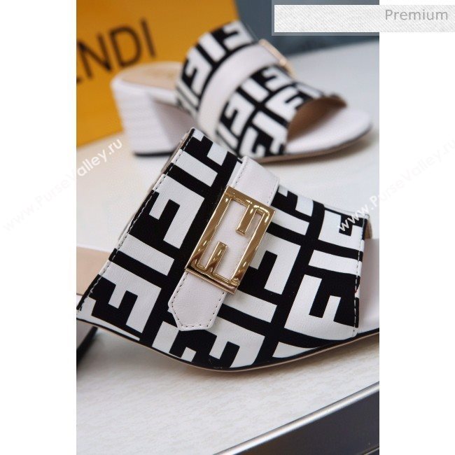 Fendi Promenade FF Heel Slide Sandals White 2020 (MD-20030815)