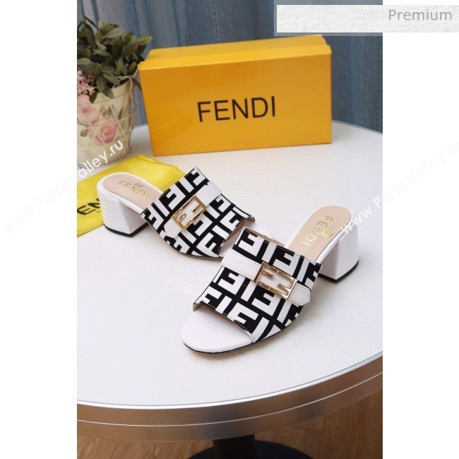 Fendi Promenade FF Heel Slide Sandals White 2020 (MD-20030815)