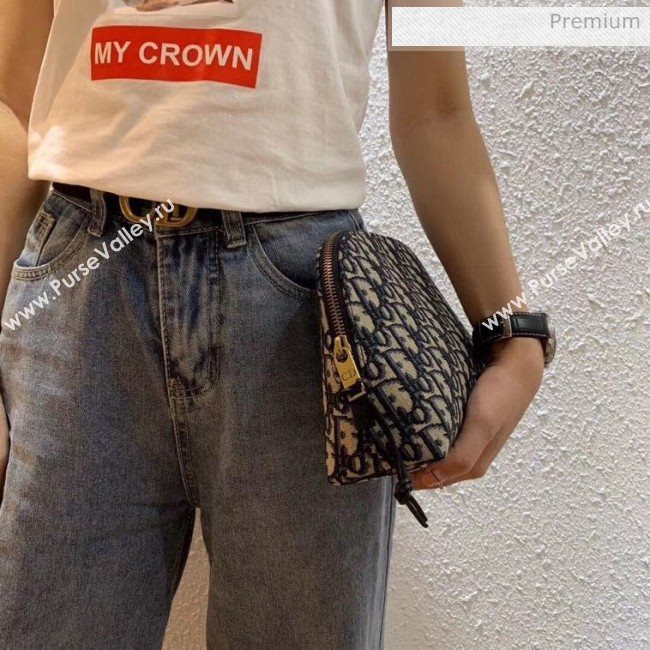 Dior Oblique Jacquard Canvas Cosmetic Clutch Bag Blue 2020 (BF-20030835)