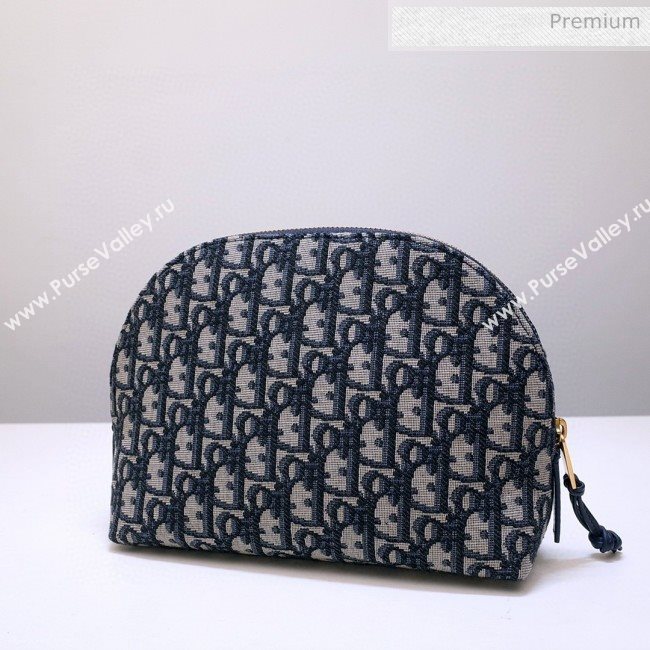 Dior Oblique Jacquard Canvas Cosmetic Clutch Bag Blue 2020 (BF-20030835)