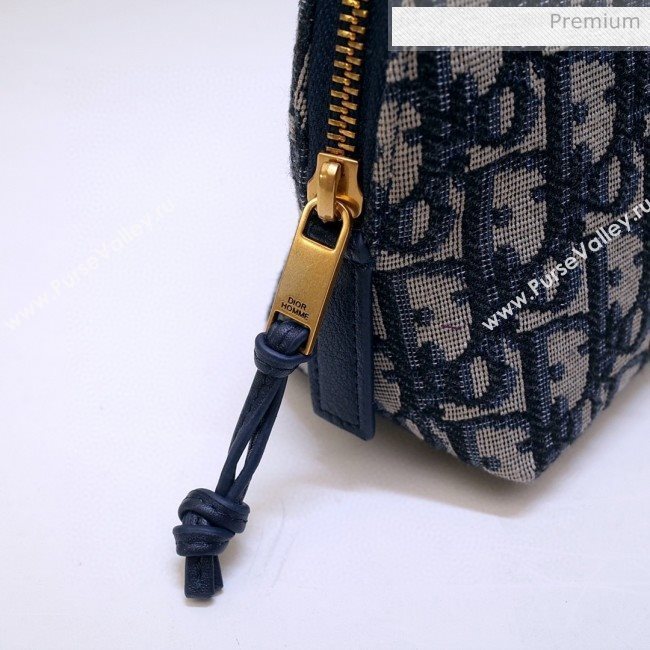 Dior Oblique Jacquard Canvas Cosmetic Clutch Bag Blue 2020 (BF-20030835)