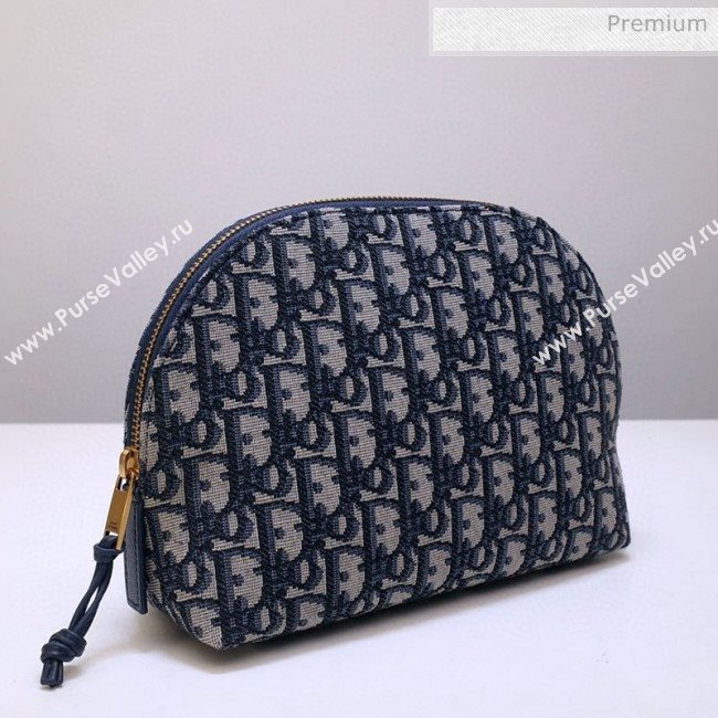 Dior Oblique Jacquard Canvas Cosmetic Clutch Bag Blue 2020 (BF-20030835)