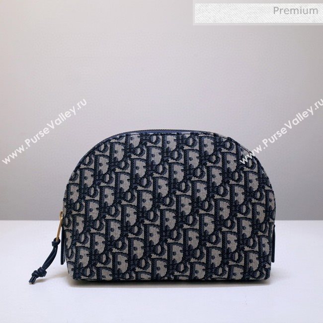 Dior Oblique Jacquard Canvas Cosmetic Clutch Bag Blue 2020 (BF-20030835)
