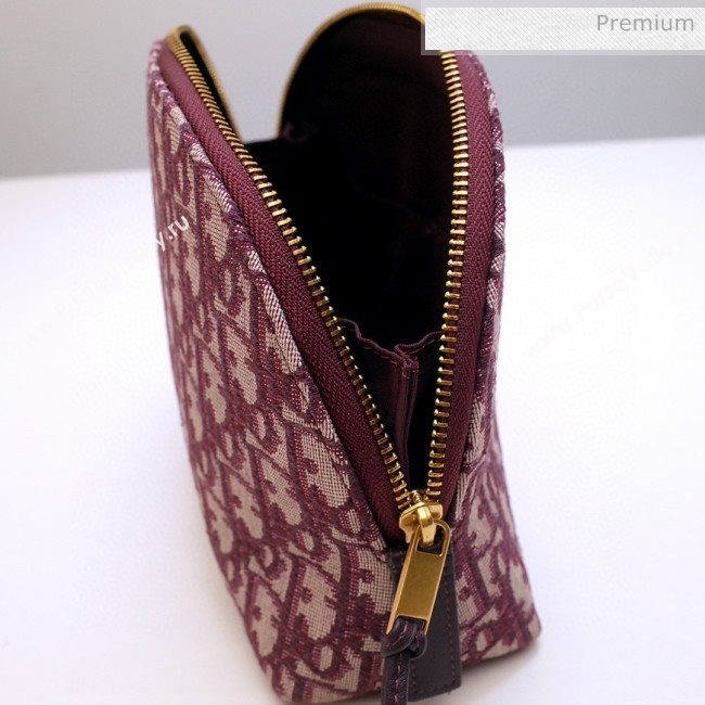 Dior Oblique Jacquard Canvas Cosmetic Clutch Bag Burgundy 2020 (BF-20030836)