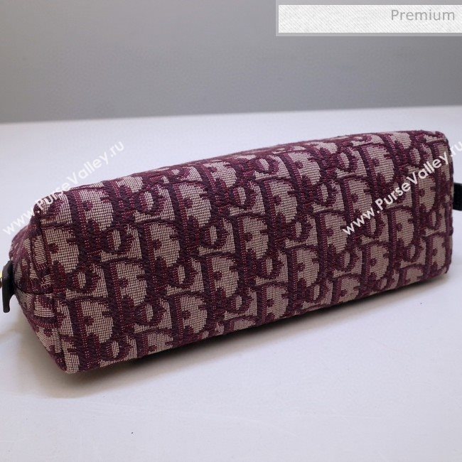 Dior Oblique Jacquard Canvas Cosmetic Clutch Bag Burgundy 2020 (BF-20030836)