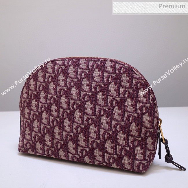 Dior Oblique Jacquard Canvas Cosmetic Clutch Bag Burgundy 2020 (BF-20030836)