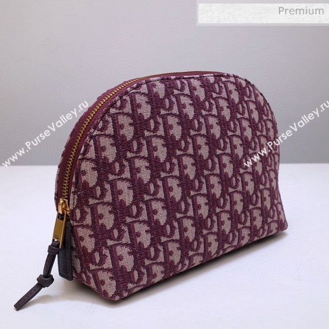Dior Oblique Jacquard Canvas Cosmetic Clutch Bag Burgundy 2020 (BF-20030836)