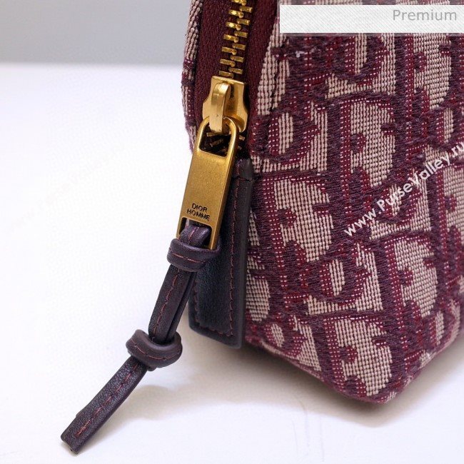 Dior Oblique Jacquard Canvas Cosmetic Clutch Bag Burgundy 2020 (BF-20030836)