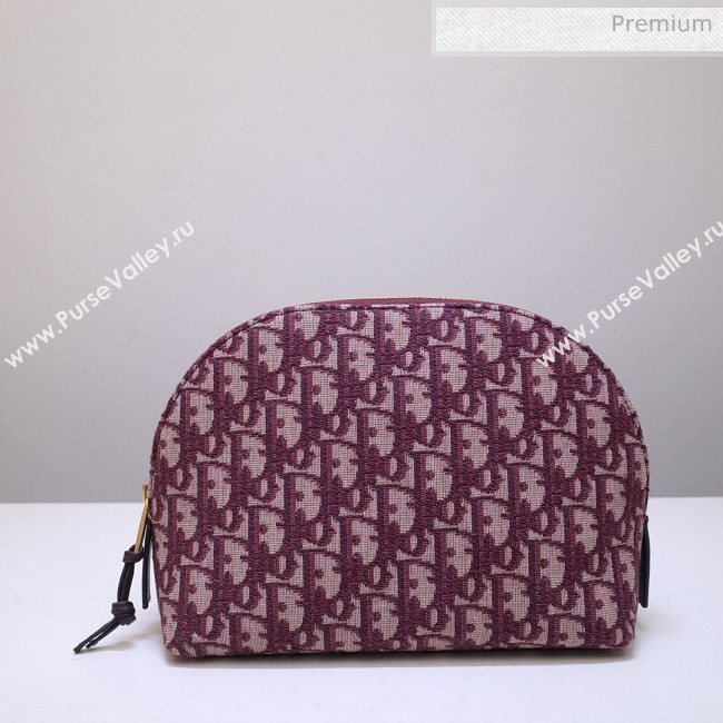 Dior Oblique Jacquard Canvas Cosmetic Clutch Bag Burgundy 2020 (BF-20030836)