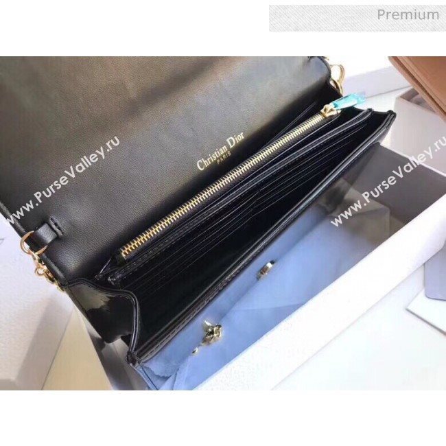 Dior Lady Dior Clutch with Chain in Cannage Patent Leather Black 2018 (XXG-20030818)