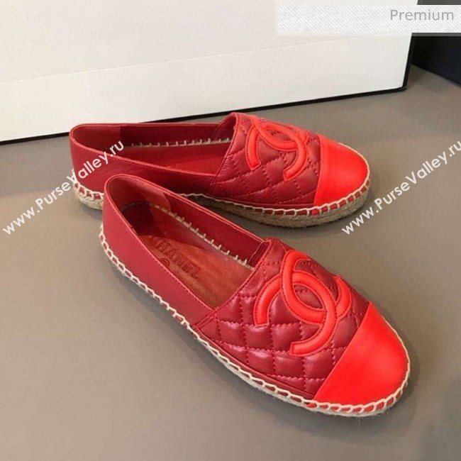 Chanel Quilted Calfskin Flat Espadrilles G29762 Dark Red 2020 (EM-20031001)