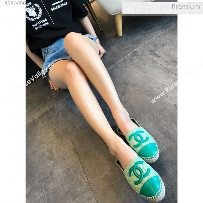 Chanel Quilted Calfskin Flat Espadrilles G29762 Green 2020 (EM-20031004)