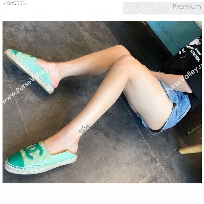 Chanel Quilted Calfskin Flat Espadrilles G29762 Green 2020 (EM-20031004)