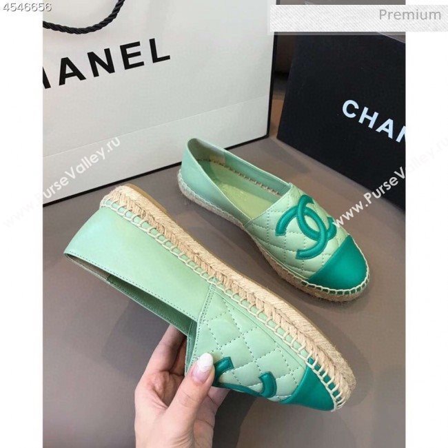 Chanel Quilted Calfskin Flat Espadrilles G29762 Green 2020 (EM-20031004)
