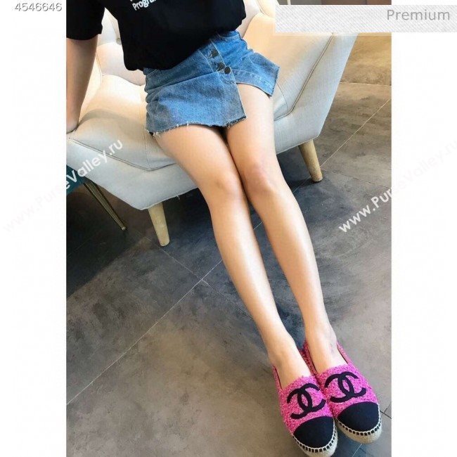Chanel Tweed Flat Espadrilles G29762 Pink/Black 2020 (EM-20031011)