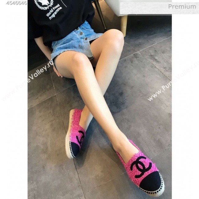 Chanel Tweed Flat Espadrilles G29762 Pink/Black 2020 (EM-20031011)