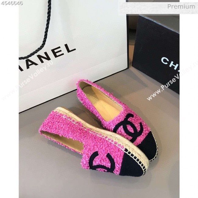 Chanel Tweed Flat Espadrilles G29762 Pink/Black 2020 (EM-20031011)