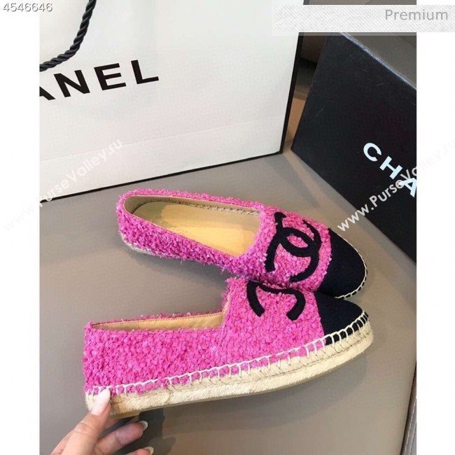 Chanel Tweed Flat Espadrilles G29762 Pink/Black 2020 (EM-20031011)