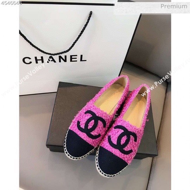 Chanel Tweed Flat Espadrilles G29762 Pink/Black 2020 (EM-20031011)