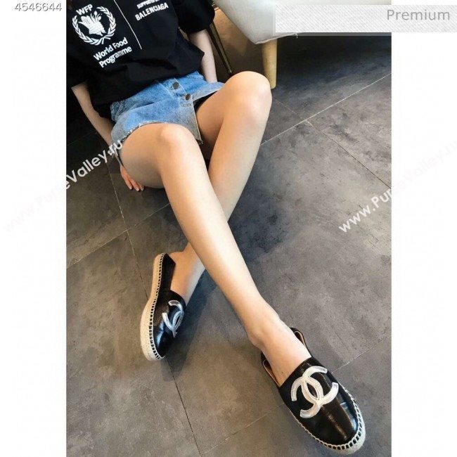 Chanel Quilted Calfskin Flat Espadrilles G29762 Black/Silver 2020 (EM-20031013)