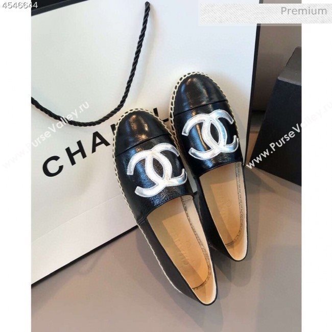 Chanel Quilted Calfskin Flat Espadrilles G29762 Black/Silver 2020 (EM-20031013)