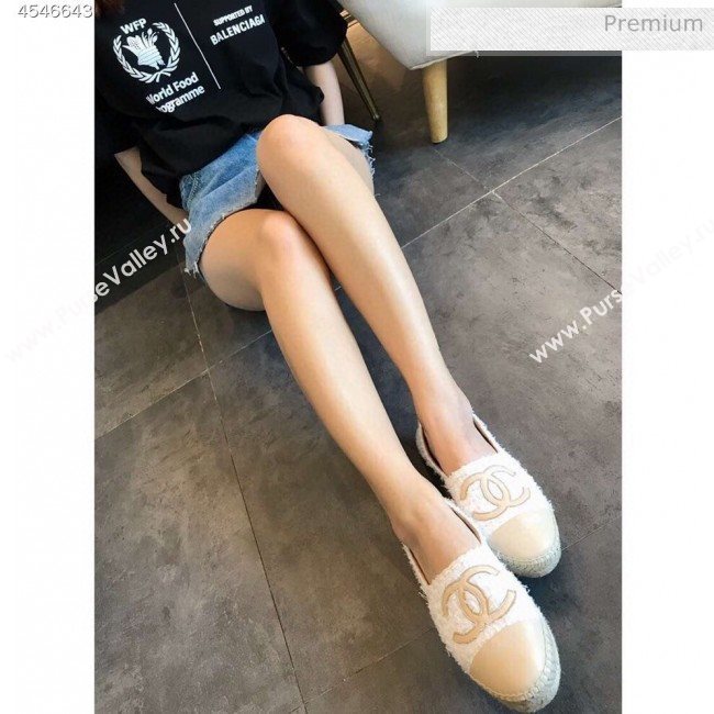 Chanel Tweed Flat Espadrilles G29762 White/Beige 2020 (EM-20031014)