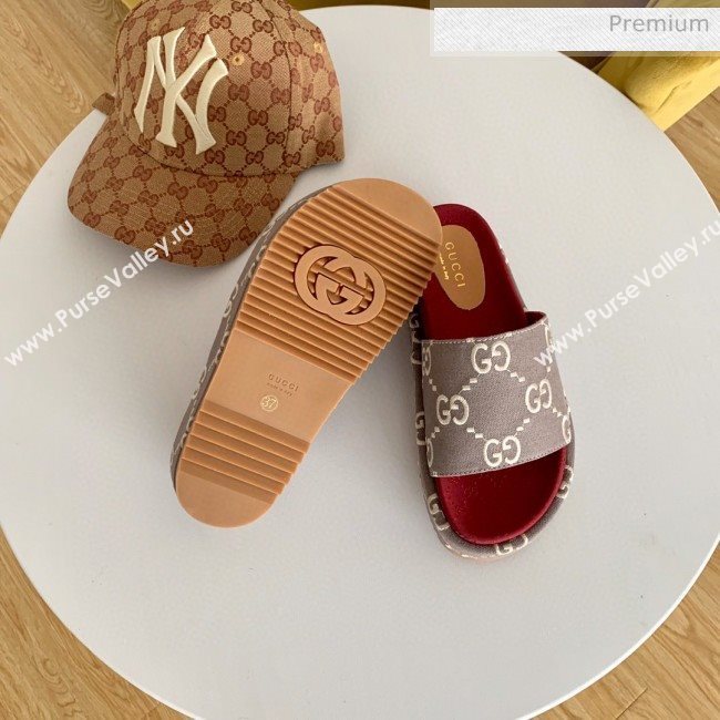 Gucci GG Canvas Platform Slide Sandal 573018 Grey 2019 (SS-20031021)