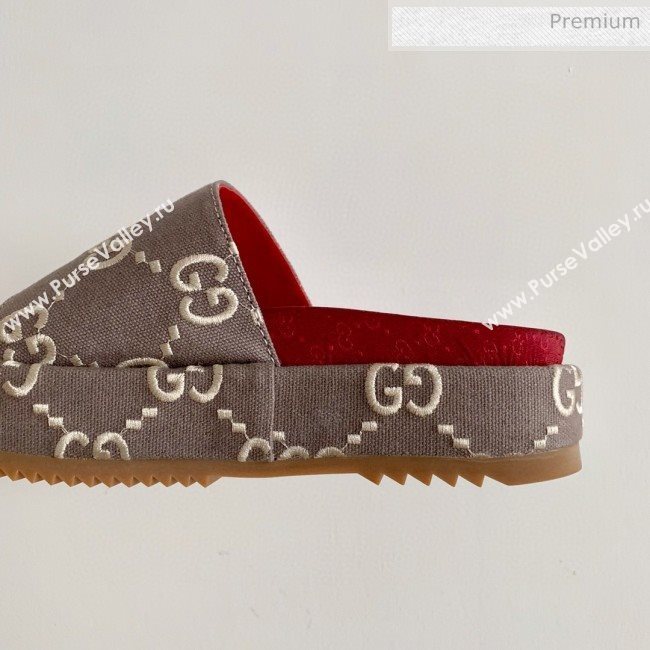 Gucci GG Canvas Platform Slide Sandal 573018 Grey 2019 (SS-20031021)