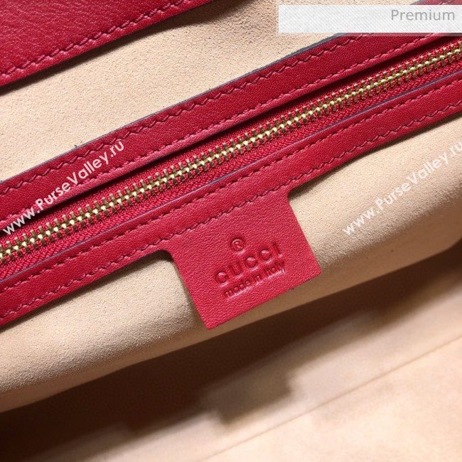 Gucci Padlock GG Embossed Leather Medium Shoulder Bag 479197 Red (DLH-8122737)