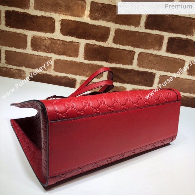 Gucci Padlock GG Embossed Leather Medium Shoulder Bag 479197 Red (DLH-8122737)