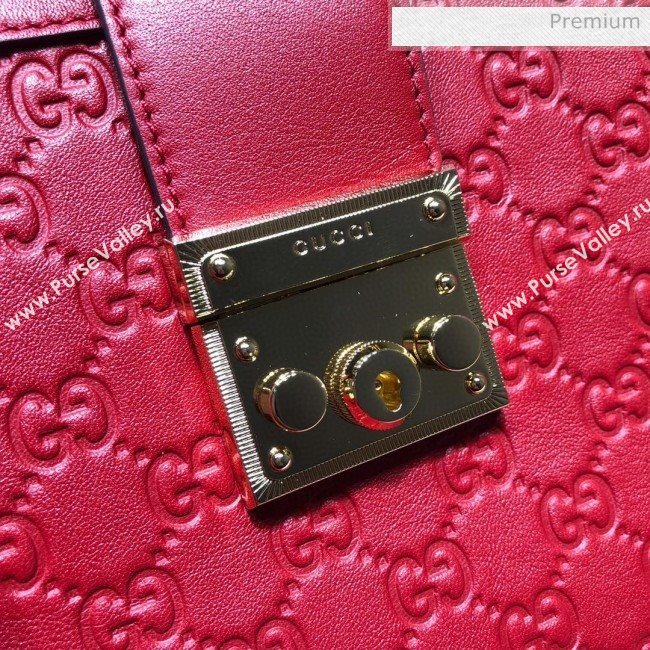 Gucci Padlock GG Embossed Leather Medium Shoulder Bag 479197 Red (DLH-8122737)