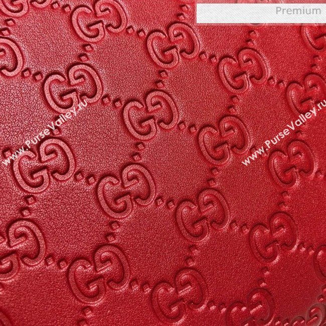 Gucci Padlock GG Embossed Leather Medium Shoulder Bag 479197 Red (DLH-8122737)