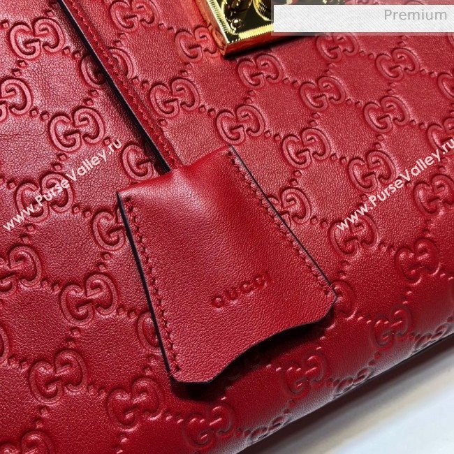 Gucci Padlock GG Embossed Leather Medium Shoulder Bag 479197 Red (DLH-8122737)