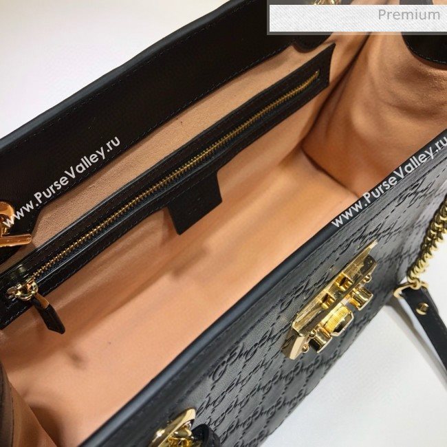 Gucci Padlock GG Embossed Leather Medium Shoulder Bag 479197 Black  (DLH-8122736)