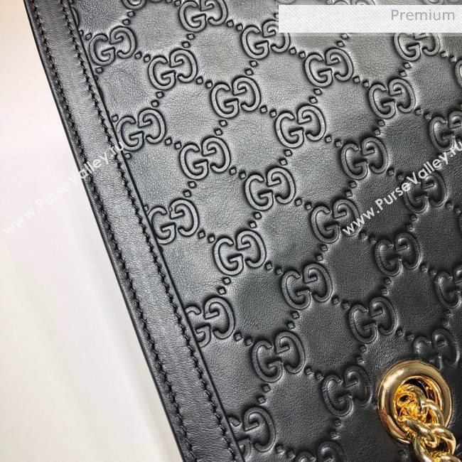 Gucci Padlock GG Embossed Leather Medium Shoulder Bag 479197 Black  (DLH-8122736)