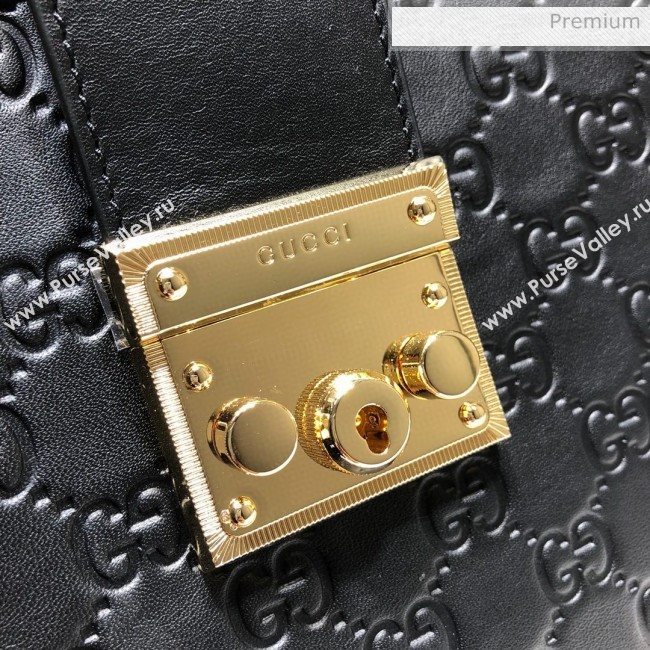 Gucci Padlock GG Embossed Leather Medium Shoulder Bag 479197 Black  (DLH-8122736)