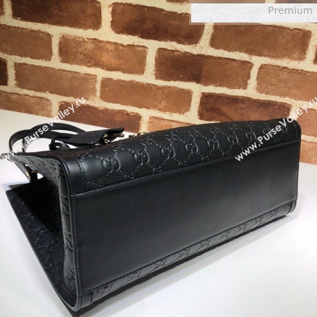 Gucci Padlock GG Embossed Leather Medium Shoulder Bag 479197 Black  (DLH-8122736)