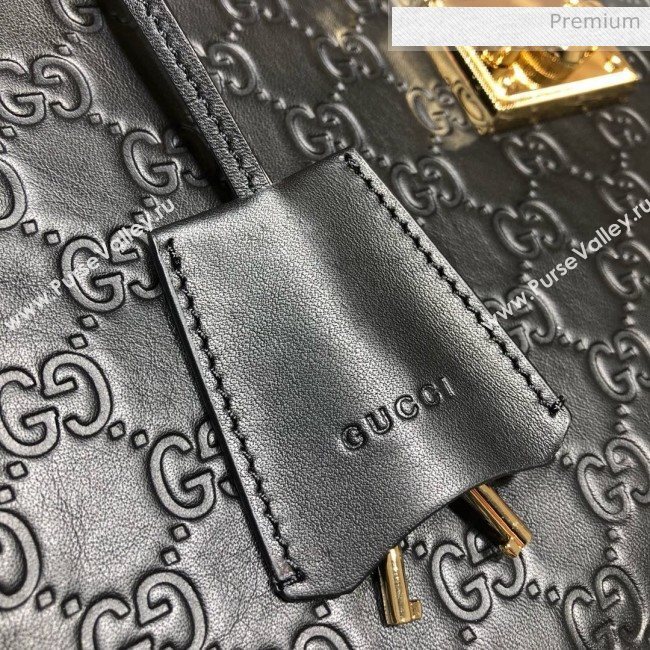 Gucci Padlock GG Embossed Leather Medium Shoulder Bag 479197 Black  (DLH-8122736)
