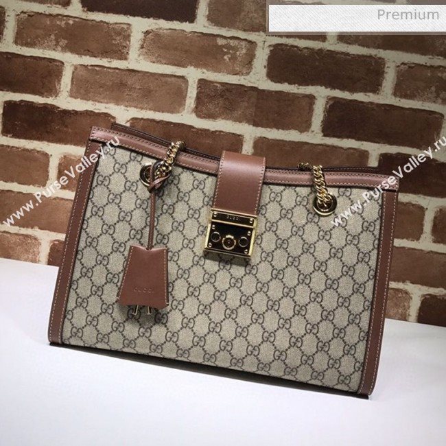 Gucci Padlock GG Canvas Medium Shoulder Bag 479197 Brown (DLH-20031024)